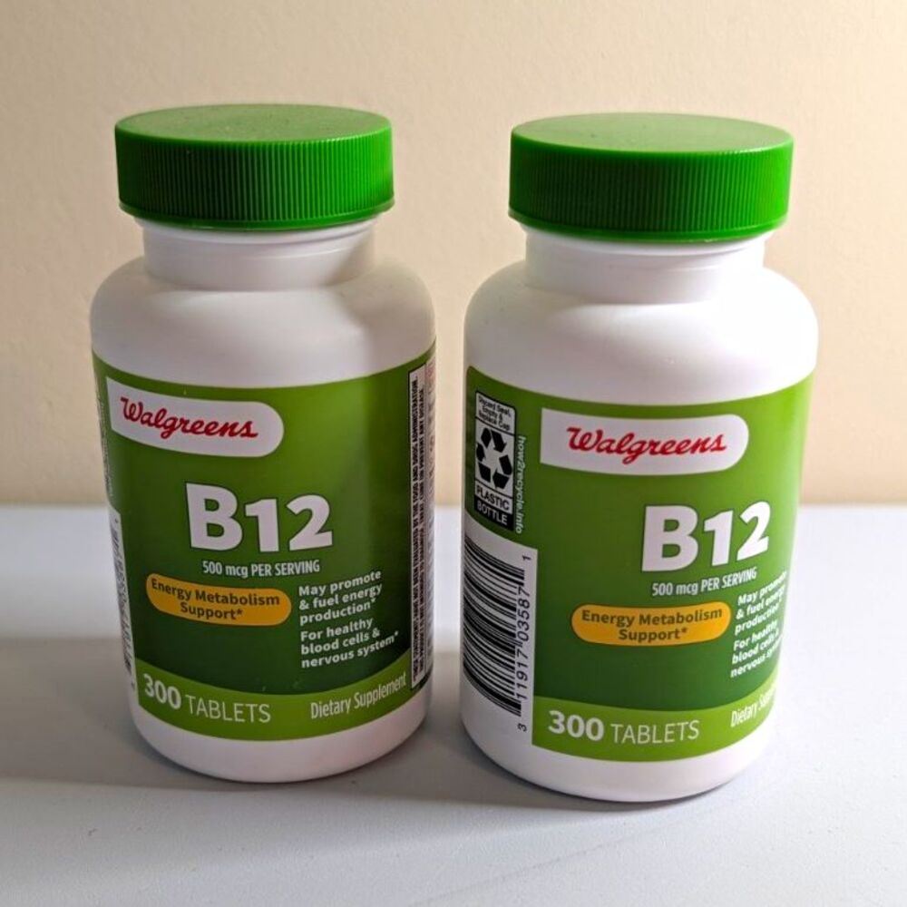 Walgreens Vitamin B12 500 mcg Tablets 300 Count No Sugar Gluten Lactose b16